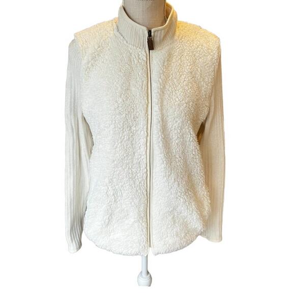 Talbots Sherpa zip up with mock neck.  Ribbed sleeves. Size medium. - Picture 1 of 4